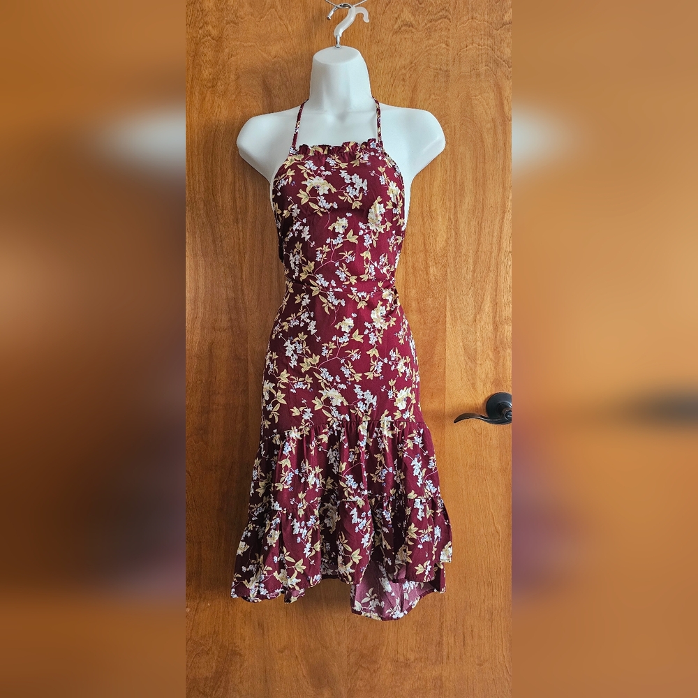 Alife Burgundy Floral Midi Dress